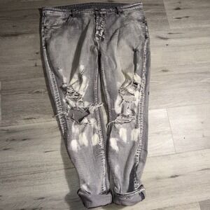 Ksubi Jeans Mens 40 Gray Cross Print Denim Streetwear Designer Y2K Skater Punk